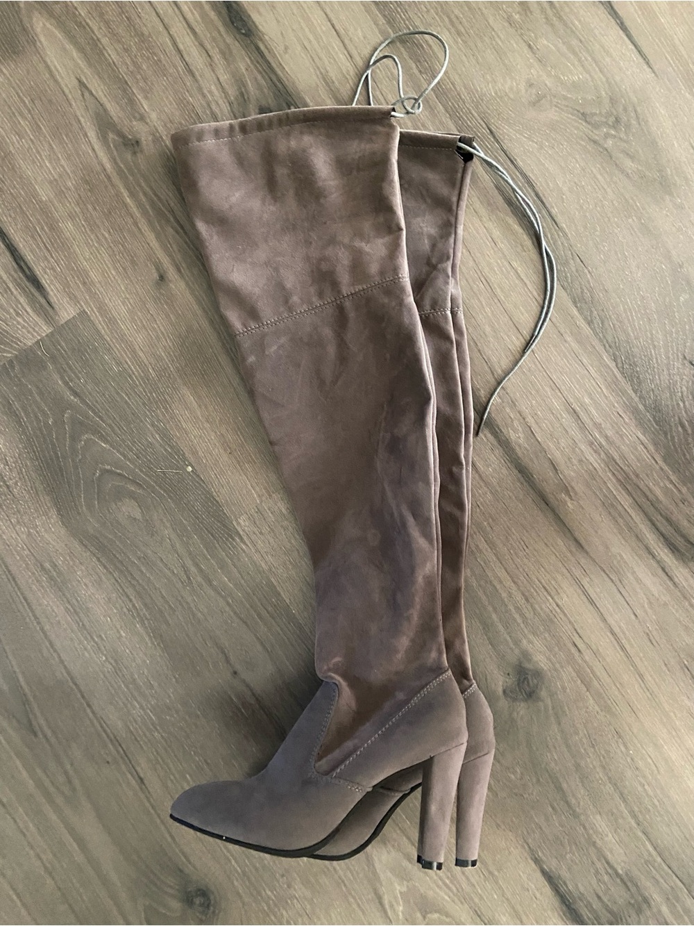 Women's Taupe Over-The-Knee Suede Heeled Boots